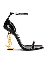 Saint Laurent Opyum 110 YSL Heeled Sandals in Nero, view 1, click to view large image.