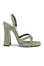 Saint Laurent Arancha 110 Heeled Sandals in Crystal Jade Green, view 1, click to view large image.