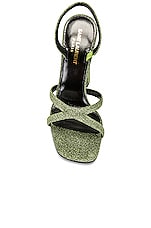 Saint Laurent Arancha 110 Heeled Sandals in Crystal Jade Green, view 4, click to view large image.