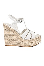 Saint Laurent Tribute Espadrille Wedge in Porcellana, view 1, click to view large image.