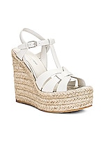 Saint Laurent Tribute Espadrille Wedge in Porcellana, view 2, click to view large image.