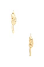 Sandy Liang Monyo Hoop Earrings in Gold, view 2, click to view large image.
