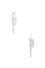 Sandy Liang Monyo Hoop Earrings in Silver, view 2, click to view large image.