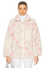 Sandy Liang Panda Fleece Zip Jacket in Pink Multi, view 2, click to view large image.