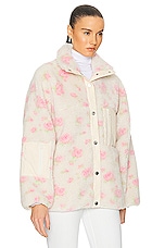 Sandy Liang Panda Fleece Zip Jacket in Pink Multi, view 3, click to view large image.