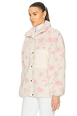 Sandy Liang Panda Fleece Zip Jacket in Pink Multi, view 4, click to view large image.