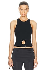 Sandy Liang Bellissimo Tank Top in Black, view 1, click to view large image.