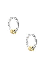 Spinelli Kilcollin Ara Pave Gris Earrings in Sterling Silver, Grey Diamond, & 18k Yellow Gold, view 1, click to view large image.