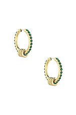 Spinelli Kilcollin Ara Emerald Pave Earrings in 18k Yellow Gold & Emerald, view 1, click to view large image.