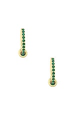 Spinelli Kilcollin Ara Emerald Pave Earrings in 18k Yellow Gold & Emerald, view 2, click to view large image.