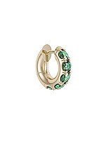 Spinelli Kilcollin Mini Macrohoop Single Earring in 18k Yellow Gold & Emerald, view 1, click to view large image.