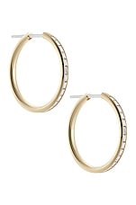 Spinelli Kilcollin Miri Hoop Earrings in 18K Yellow Gold & White Diamonds, view 1, click to view large image.