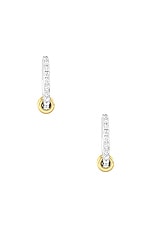 Spinelli Kilcollin Ara Pave Earrings in Sterling Silver, 18K Yellow Gold, & White Diamonds, view 2, click to view large image.