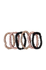 slip Skinnie Scrunchie 6 Pack in Black, Pink & Caramel, view 1, click to view large image.