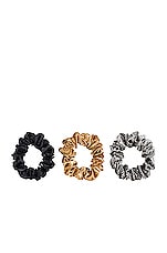 slip Classic Large Scrunchie 3 Pack in Gold, Leopard & Black, view 1, click to view large image.