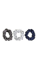 slip Classic Large Scrunchie 3 Pack in Navy, Silver & Charcoal, view 1, click to view large image.
