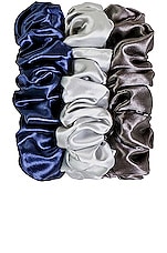 slip Classic Large Scrunchie 3 Pack in Navy, Silver & Charcoal, view 2, click to view large image.