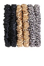 slip Skinnie Scrunchie 6 Pack in Gold, Leopard & Black, view 2, click to view large image.