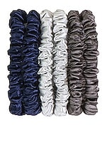 slip Skinnie Scrunchie 6 Pack in Navy, Silver & Charcoal, view 2, click to view large image.