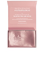 slip Queen/Standard Pure Silk Pillowcase in Pink, view 3, click to view large image.