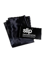 slip King Pure Silk Pillowcase in Black, view 2, click to view large image.