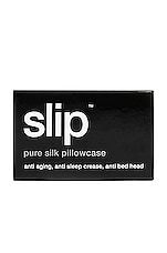 slip Queen/Standard Pure Silk Pillowcase in Black, view 2, click to view large image.