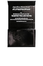 slip Queen/Standard Pure Silk Pillowcase in Black, view 3, click to view large image.