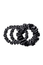 slip Assorted Scrunchie Set Of 3 in Black, view 2, click to view large image.