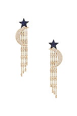 Siena Jewelry Star Moon Earring in 14k Yellow Gold, Diamond, & Sapphire, view 1, click to view large image.