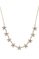 Siena Jewelry Flower Necklace in 14k Yellow Gold, Diamond & Citrine, view 2, click to view large image.
