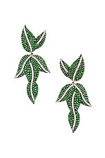 Siena Jewelry Leaf Earring in 14k Yellow Gold, Diamond, & Tsavorite, view 1, click to view large image.