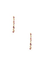 Siena Jewelry Hoop Earrings in 14k Yellow Gold, Diamond, & Pink Sapphire, view 4, click to view large image.