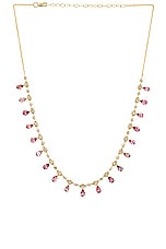 Siena Jewelry Drop Necklace in 14k Yellow Gold, Diamond, & Pink Sapphire, view 1, click to view large image.