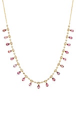 Siena Jewelry Drop Necklace in 14k Yellow Gold, Diamond, & Pink Sapphire, view 3, click to view large image.