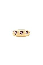 Siena Jewelry Heart Gypsy Ring in 14k Yellow Gold & Pink Sapphire, view 1, click to view large image.