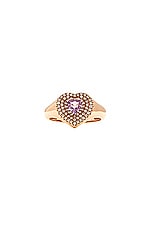 Siena Jewelry Heart Pinky Ring in 14k Yellow Gold, Diamond, & Pink Sapphire, view 1, click to view large image.