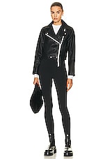 Shoreditch Ski Club Vyner Rae Leather Biker Jacket in Black, view 6, click to view large image.