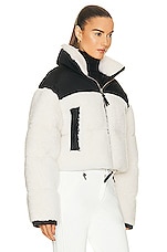 Shoreditch Ski Club Maya Shearling Puffer Jacket in Natural White & Black, view 3, click to view large image.