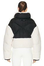 Shoreditch Ski Club Maya Shearling Puffer Jacket in Natural White & Black, view 4, click to view large image.