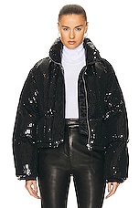 Shoreditch Ski Club Dissco Puffer Jacket in Black, view 1, click to view large image.