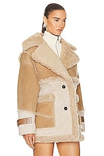 Shoreditch Ski Club Reva Shearling Coat in Camel & Sand, view 3, click to view large image.