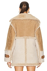 Shoreditch Ski Club Reva Shearling Coat in Camel & Sand, view 4, click to view large image.
