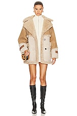 Shoreditch Ski Club Reva Shearling Coat in Camel & Sand, view 5, click to view large image.