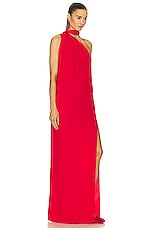 Stella McCartney One Shoulder Dress in Lipstick Red, view 2, click to view large image.