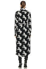 Stella McCartney Pixel Horses Bow Detailed Shirt Dress in White & Black, view 4, click to view large image.