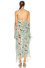 Stella McCartney Garden Print Frill Long Dress in Multicolor Mint, view 4, click to view large image.