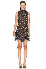 Stella McCartney Polka Dots Print Ruffled Dress in Black & Cream, view 1, click to view large image.