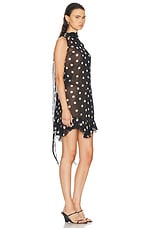 Stella McCartney Polka Dots Print Ruffled Dress in Black & Cream, view 2, click to view large image.