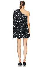 Stella McCartney Polka Dots Print Half Shoulder Dress in Black & Cream, view 4, click to view large image.