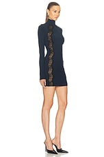 Stella McCartney Compact Knit Lace Detailed Dress in Navy, view 2, click to view large image.